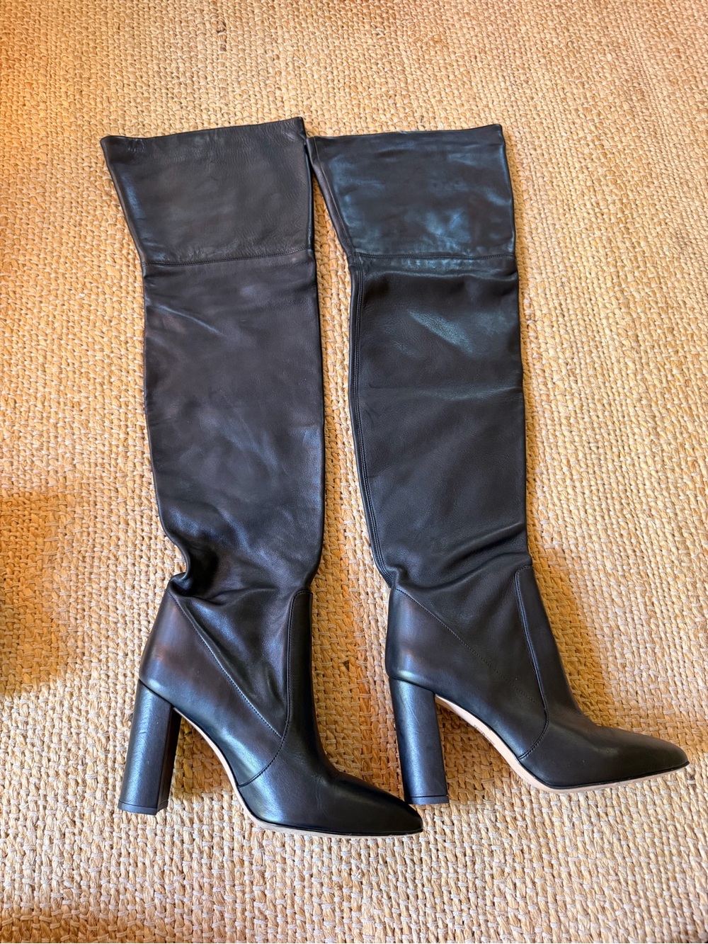 Paris Texas Black Over-The-Knee Leather Block-Heel Boots